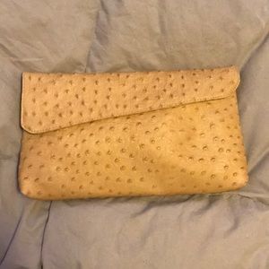 Vintage | ostrich leather clutch in camel